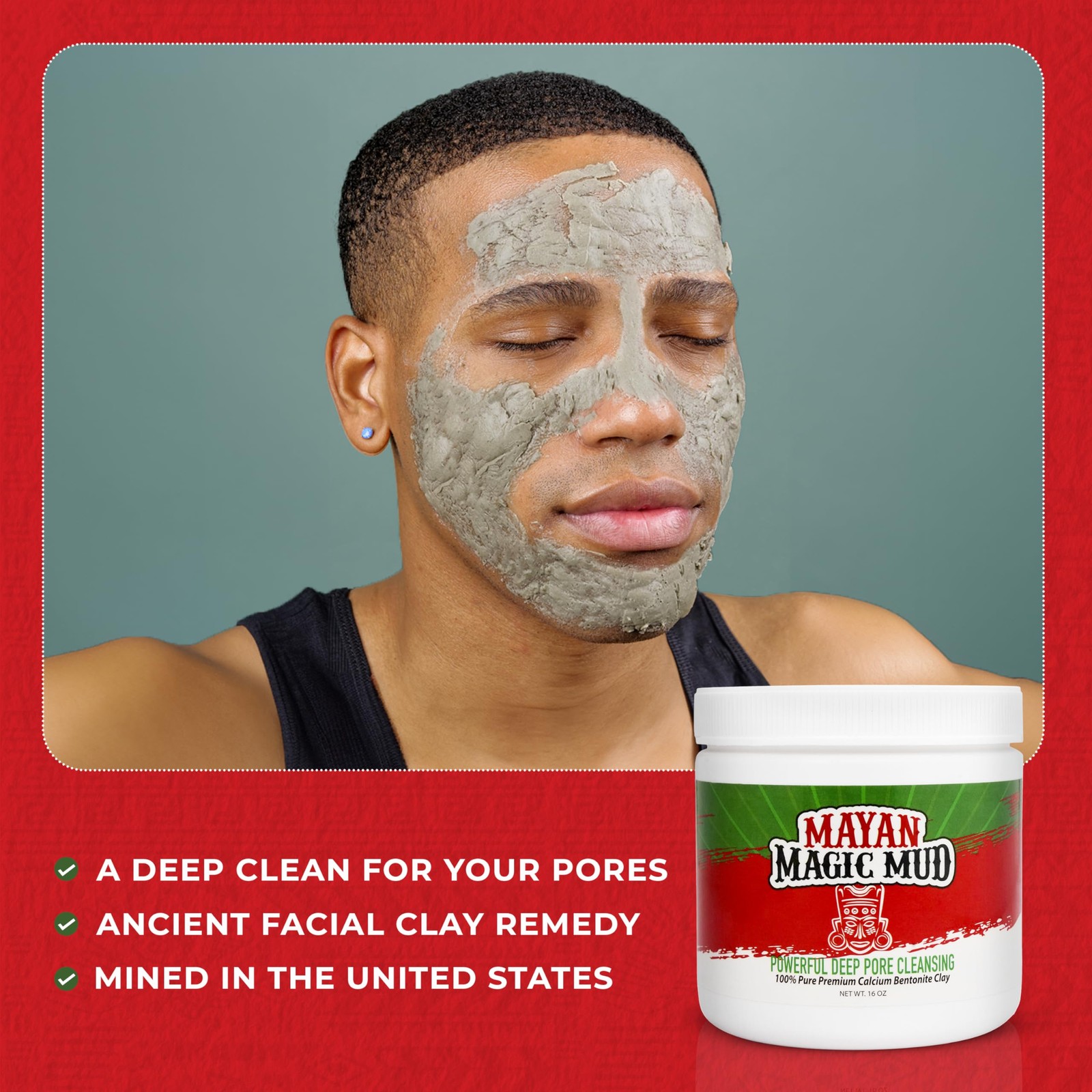 Mayan Magic Mud Powerful Deep Pore Cleansing 16 Ounce (Pack of 1), RED