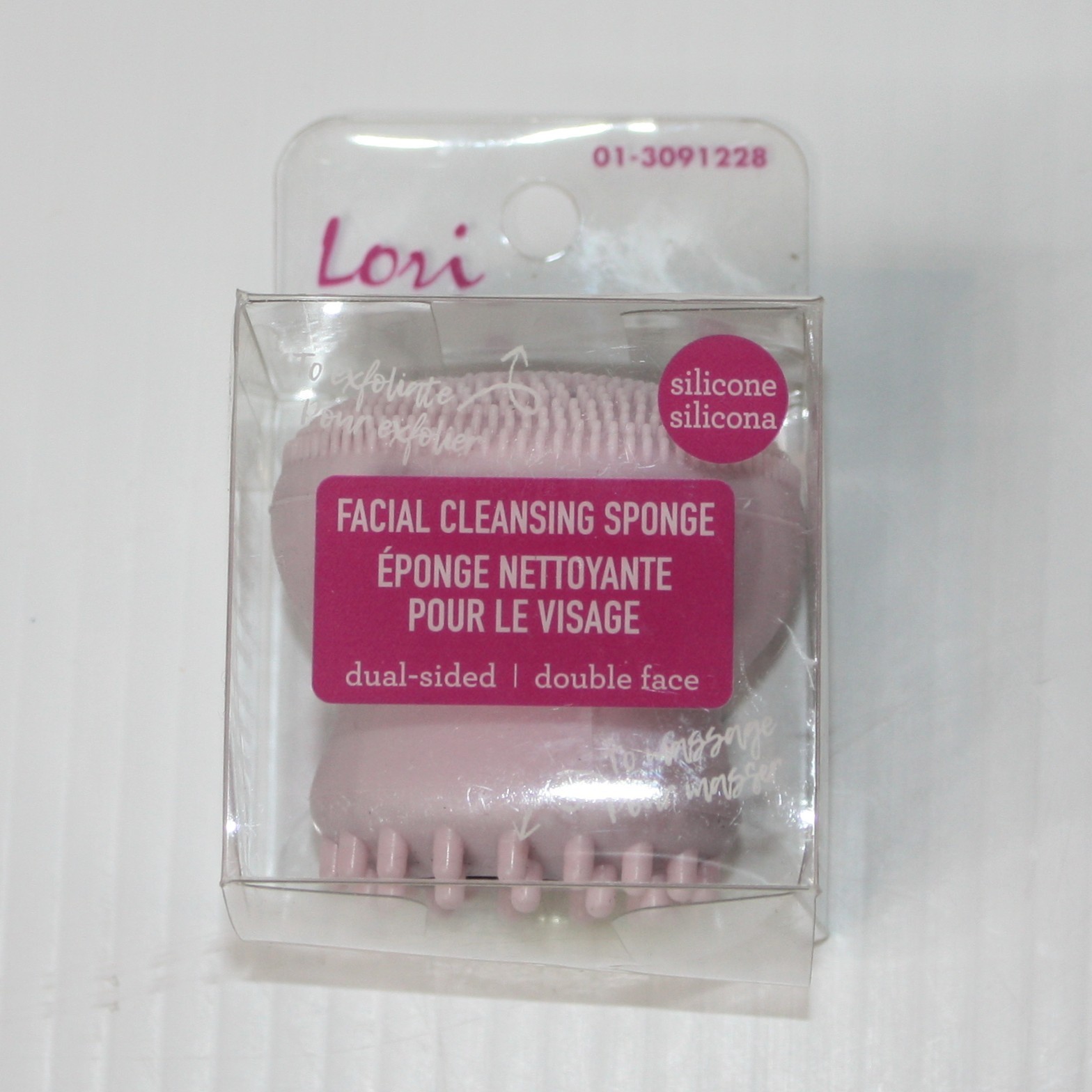 Lori Double-sided Facial Cleansing Sponge in Pink Silicone NEW in Package