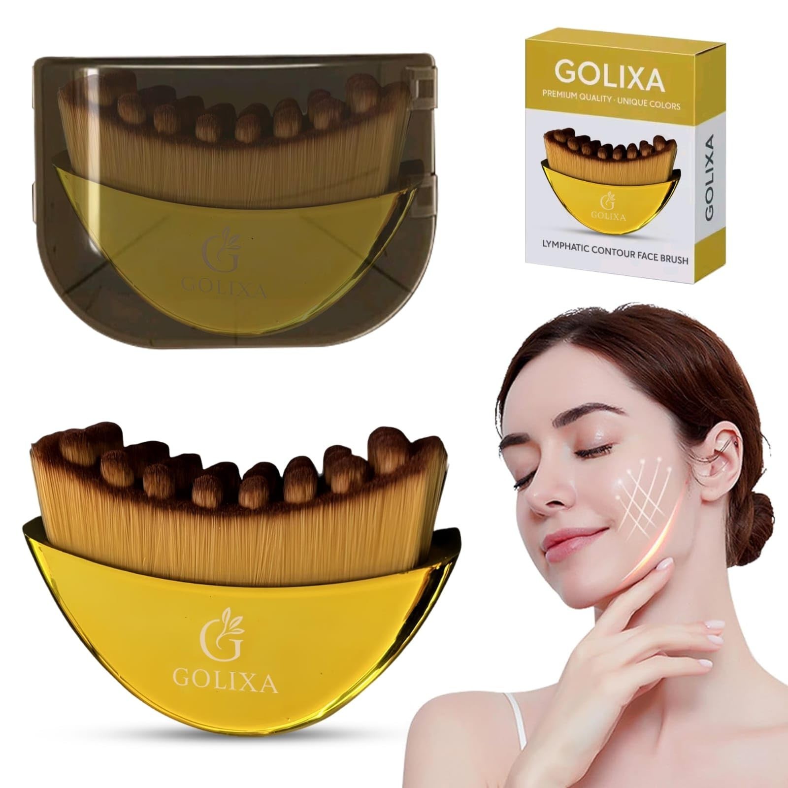 Lymphatic Drainage Face Brush & Gua Sha Tool – Depuffing Massager for Neck & Chi