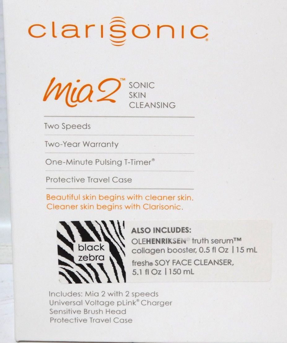 NEW SEALED Clarisonic Mia 2 Sonic Cleansing System Black Zebra