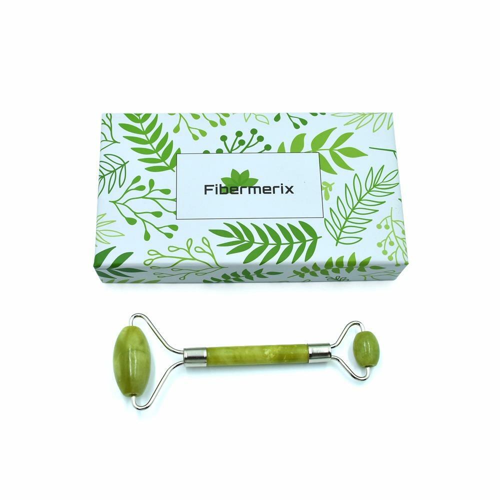 Fibermerix Brand Anti-Aging Facial Jade Roller Massage Tool. 100% Natural Jade S