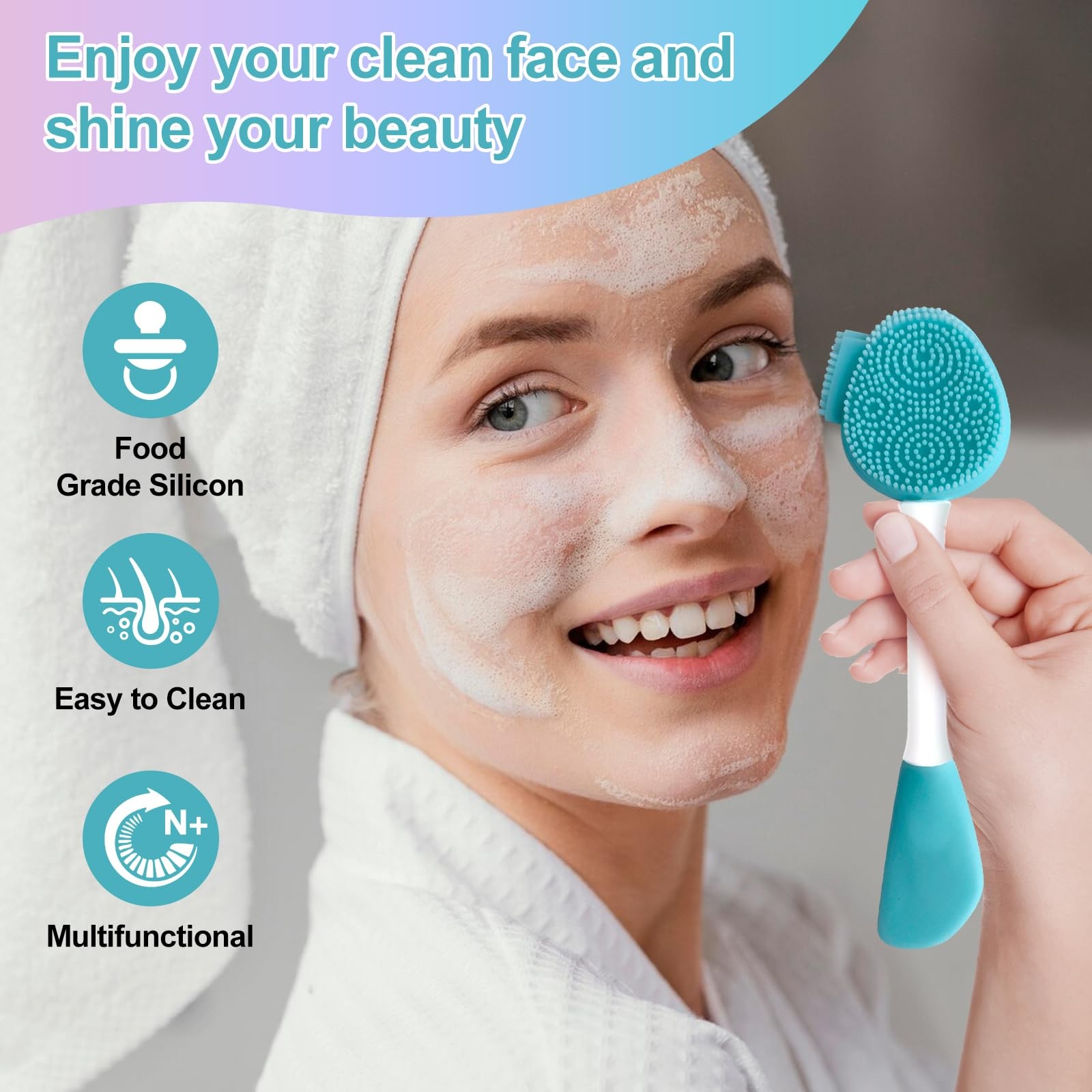 MUIIGOOD Blue Silicone Face Scrubber Mask Brush Exfoliating 1pcs
