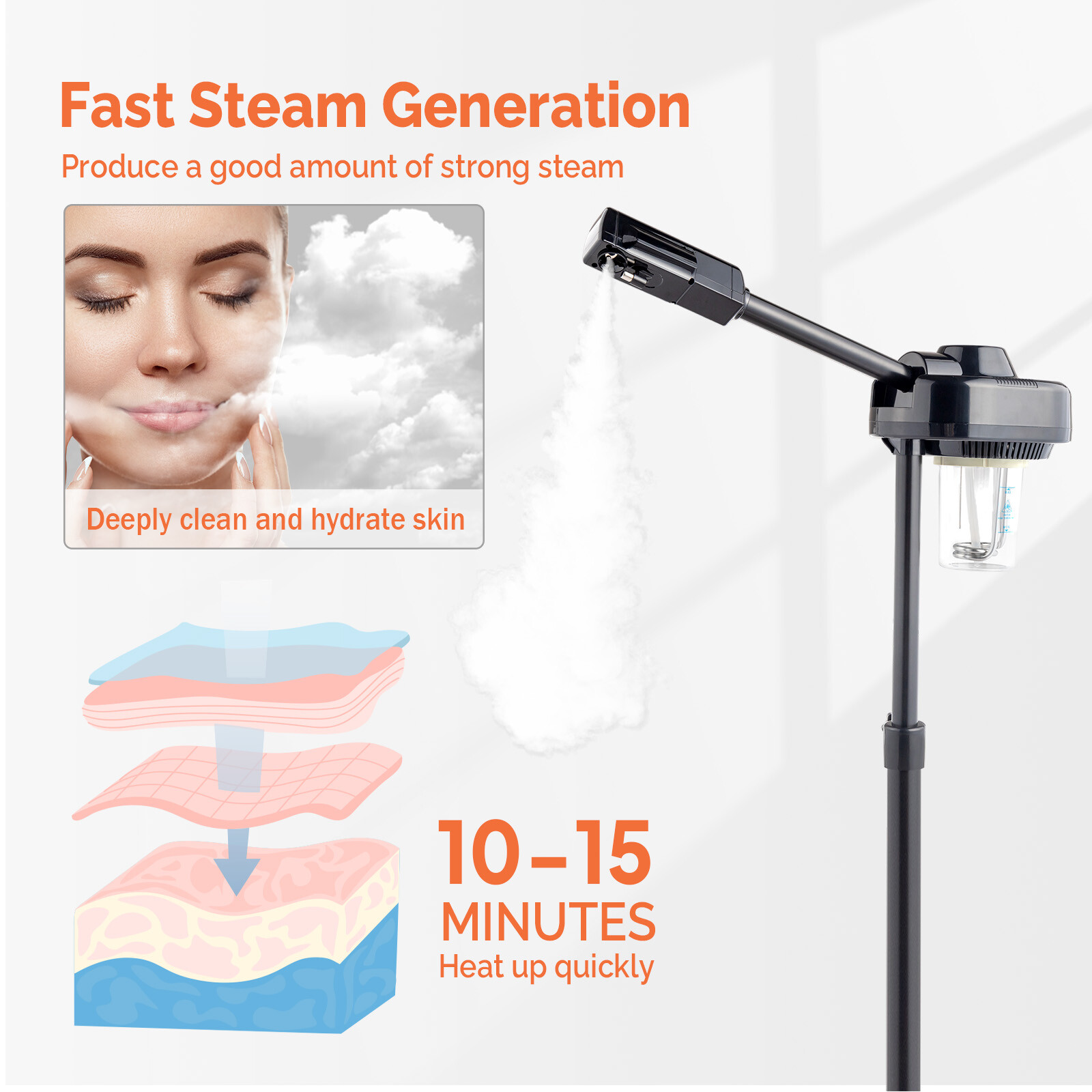 Facial Steamer Face Humidifier with Hot Ozone Mist for Beauty Salon Spa Home