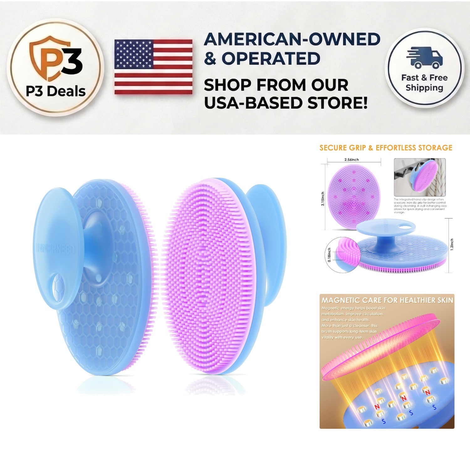 Ergonomic Magnetic Silicone Face Scrubber – Radiance Booster for Sensitive Skin