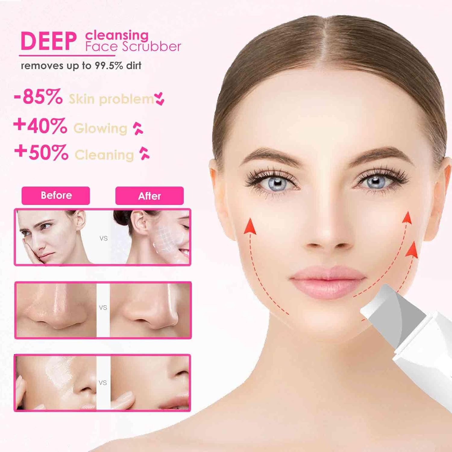 Depurador De La Piel Facial Espatula De Limpieza Profunda Ultrasonica Peeling