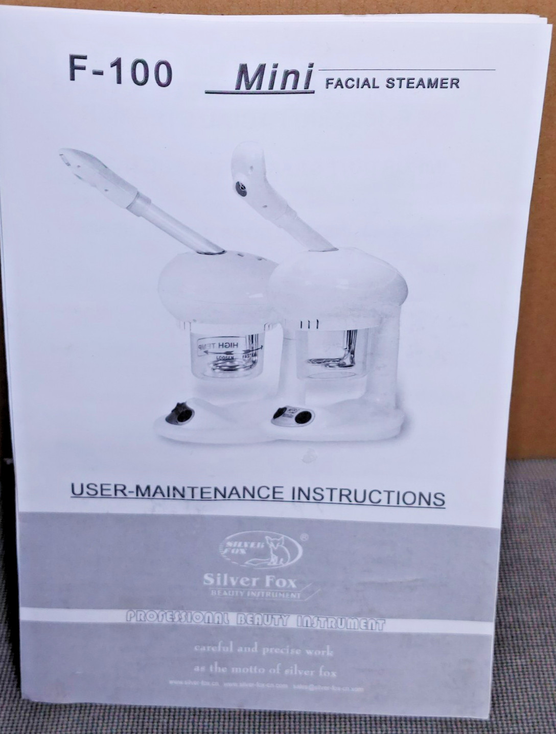 Silver Fox Table Top Mini Facial Steamer F-100 OPEN BOX