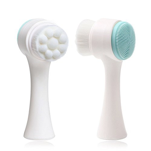 2 in 1 Face Brush – Double Sided Facial Cleansing White and Blue, Blue,white