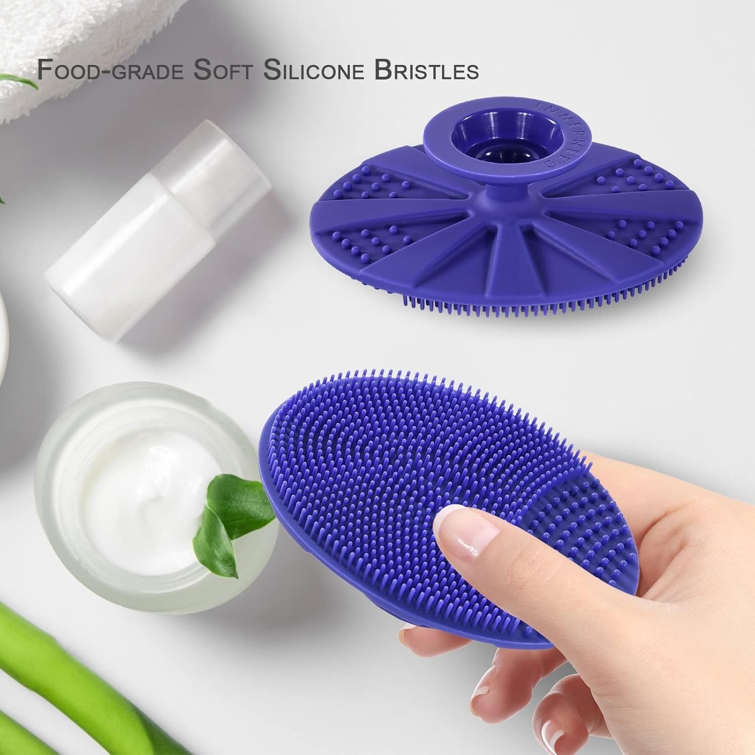 Compact Manual Silicone Facial Brush – Exfoliating Blackhead Remover Set of 4