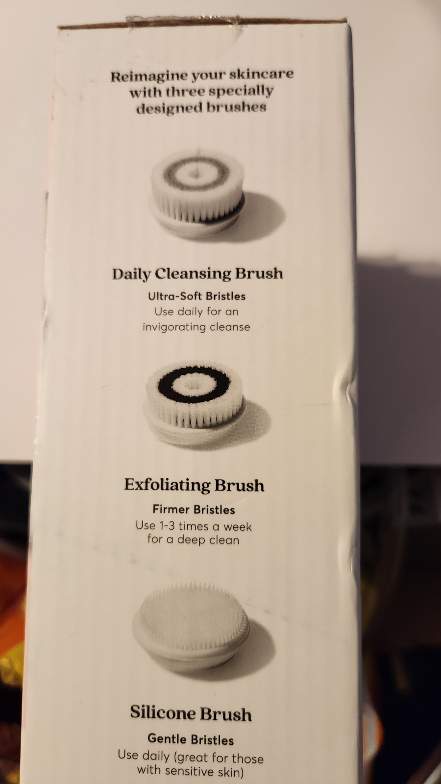 Vanity Planet Facial Cleansing System Rotating Three Brush Heads White & Beige