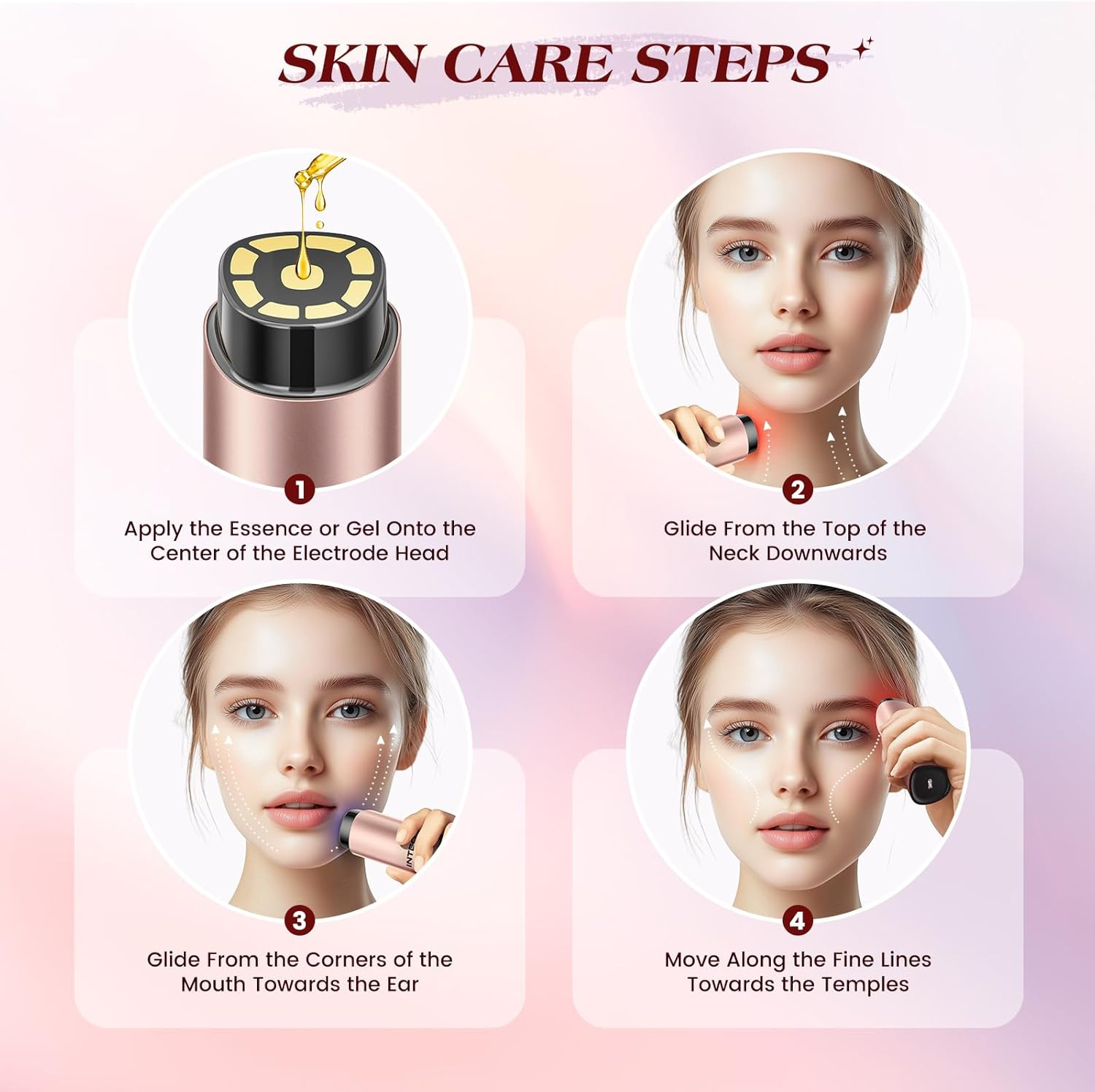 Microcurrent Facial Device, 3 Modes Red Light Therapy for Face and Neck, Skin Ca