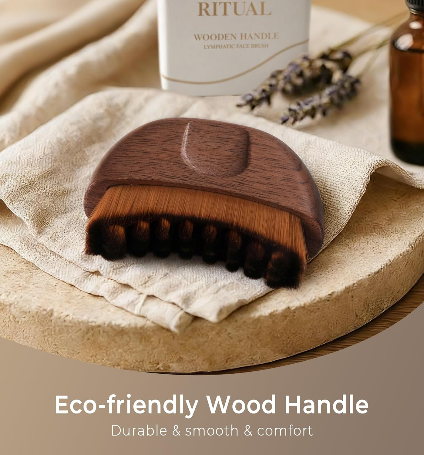 Lymphatic Contour Face Brush – Wooden Handle Lymphatic Drainage Face Sculpting B