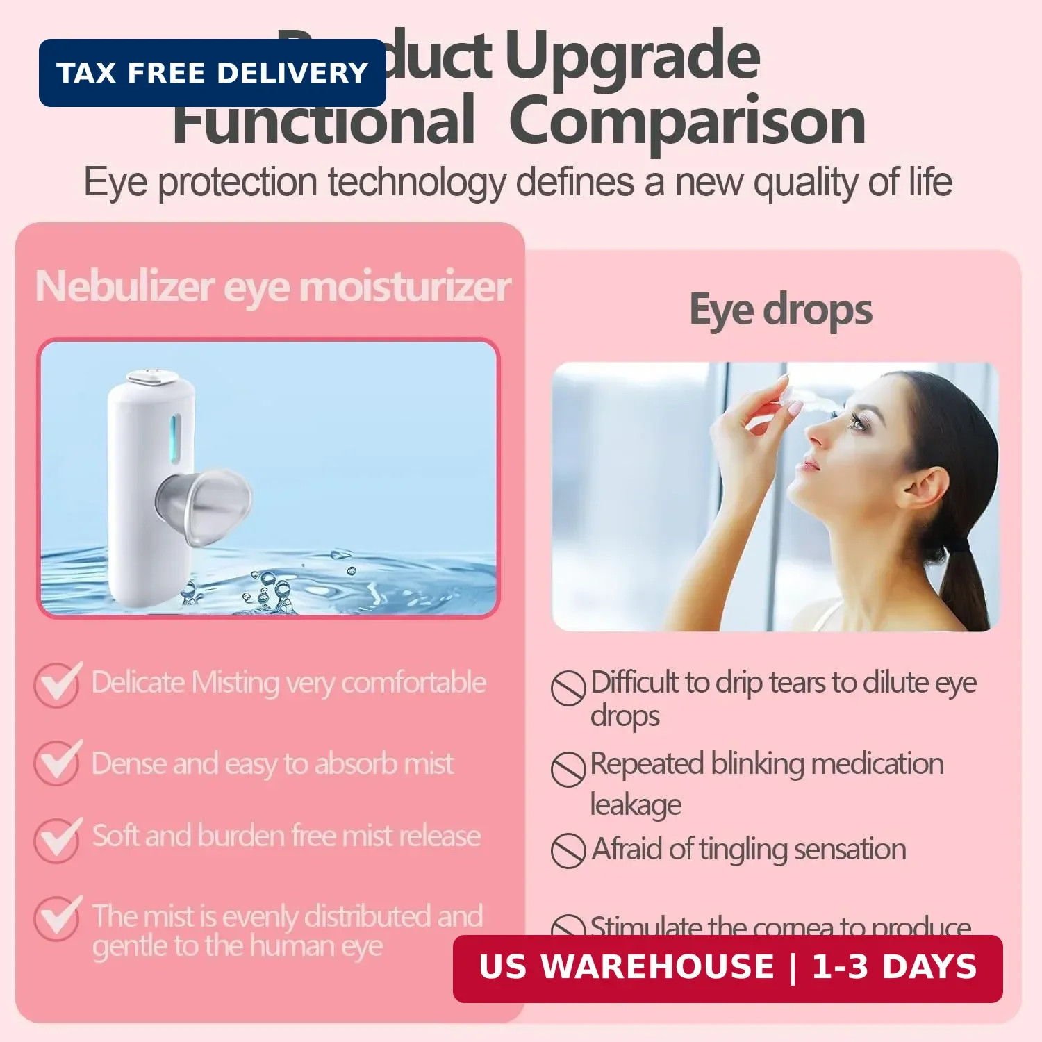 2-in-1 Nano Face & Eye Mister, USB Rechargeable Cool Mist Sprayer for Eyelash Ex