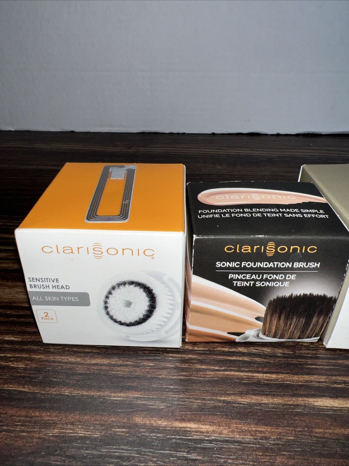 Lot Of 4 Clarisonic Sonic Foundation and Sensitive brush heads New Open Boxes