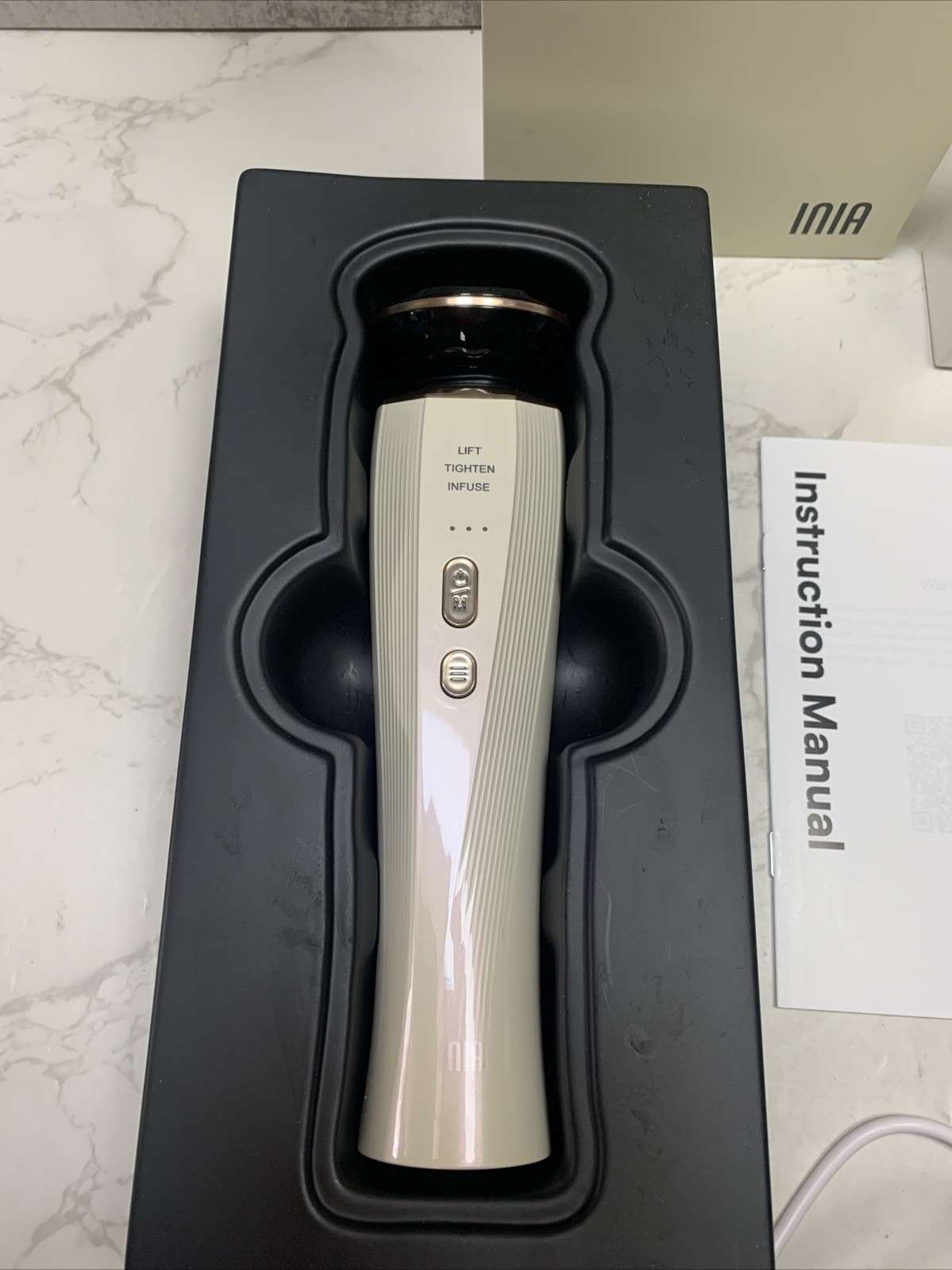 INIA Flare 3-in-1 Microcurrent Facial Device Red Light Therapy for Face and Neck