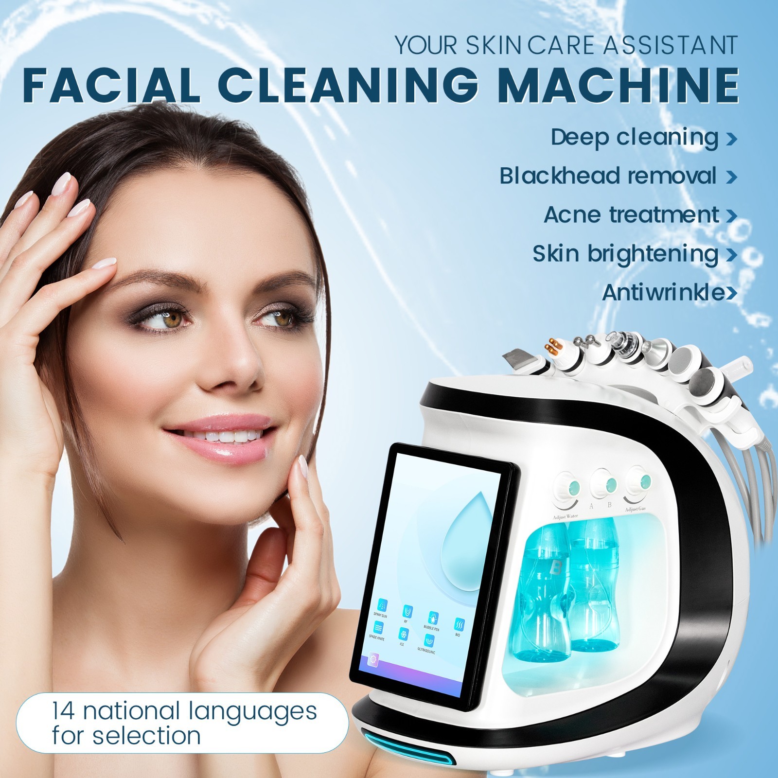 7 IN 1 Water Dermabrasion Oxygen Wrinkle Reduction Skin Care Hydro Facial Device
