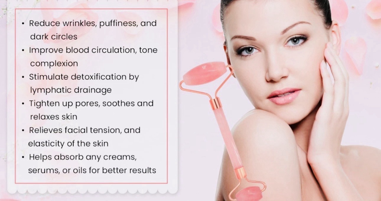 Beauty Face Roller Set Pink & White Heart Facial Massager 2 Pack