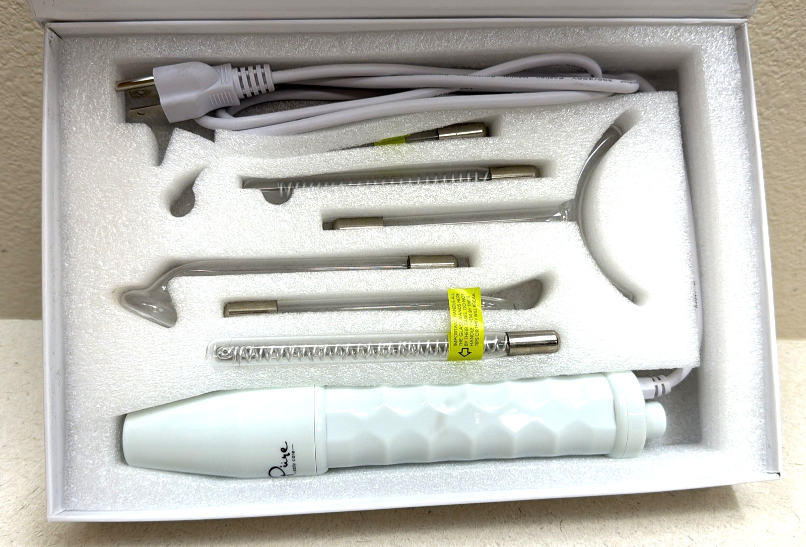 Pure NuDerma Professional High Frequency Neon & Argon Wand Kit W/6 Attachments