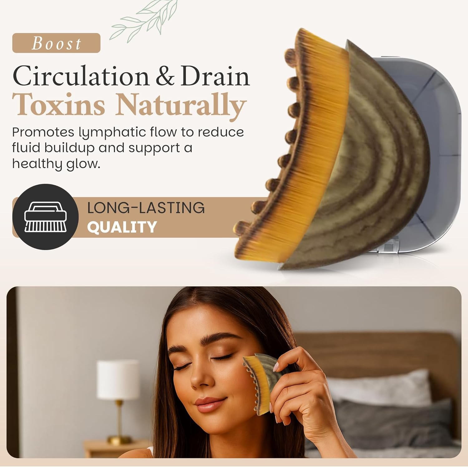 Lymphatic Contour Face Brush, Facial Brush for Lymphatic Drainage, Dry Lymphatic