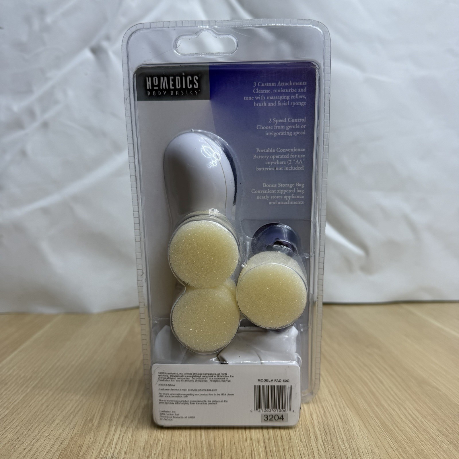Vintage 2003 HoMedics FAC-50C Facial Cleansing Brush Massager New Sealed