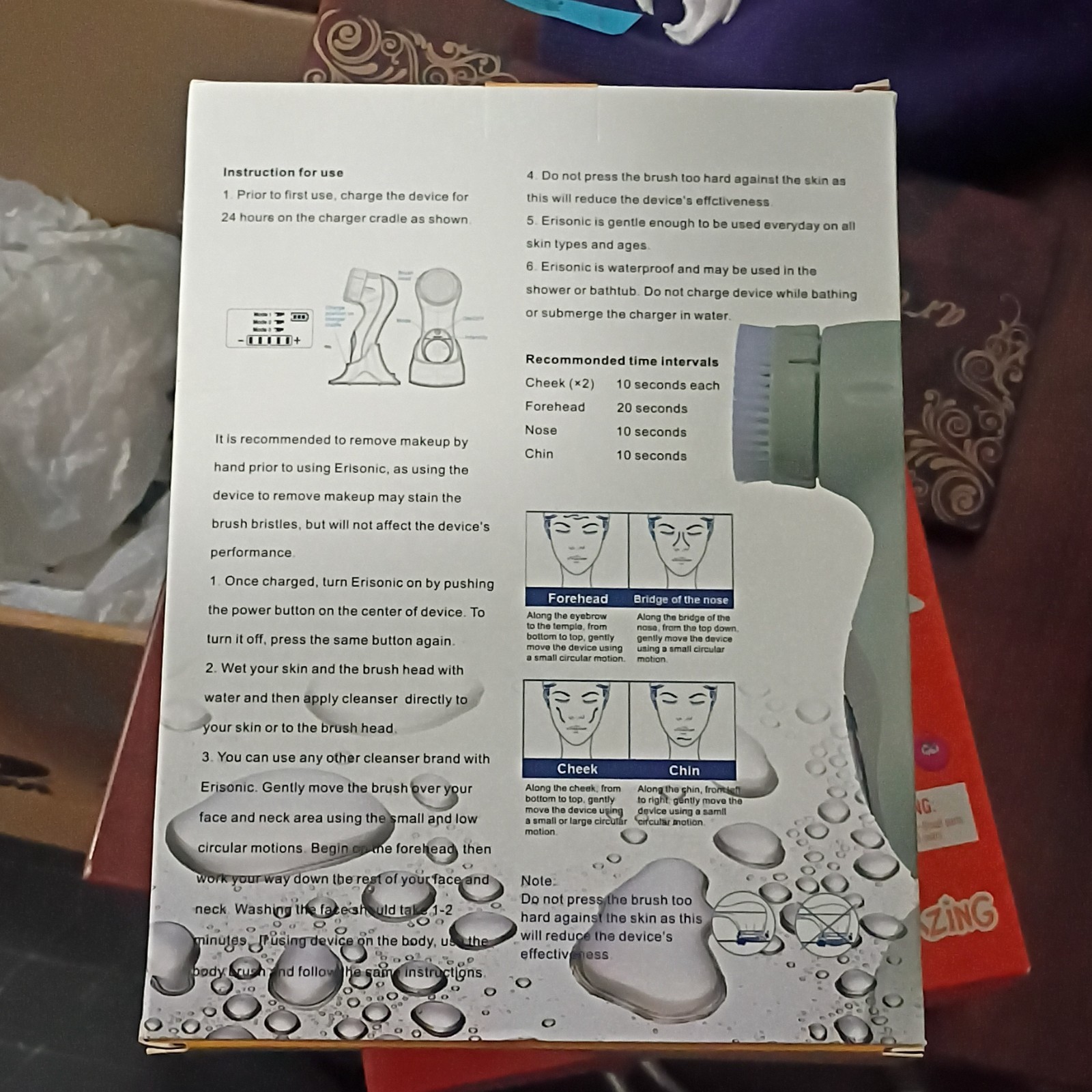 Erisonic Electric Facial Brush Waterproof Rechargeable 3 Speeds Face & Body