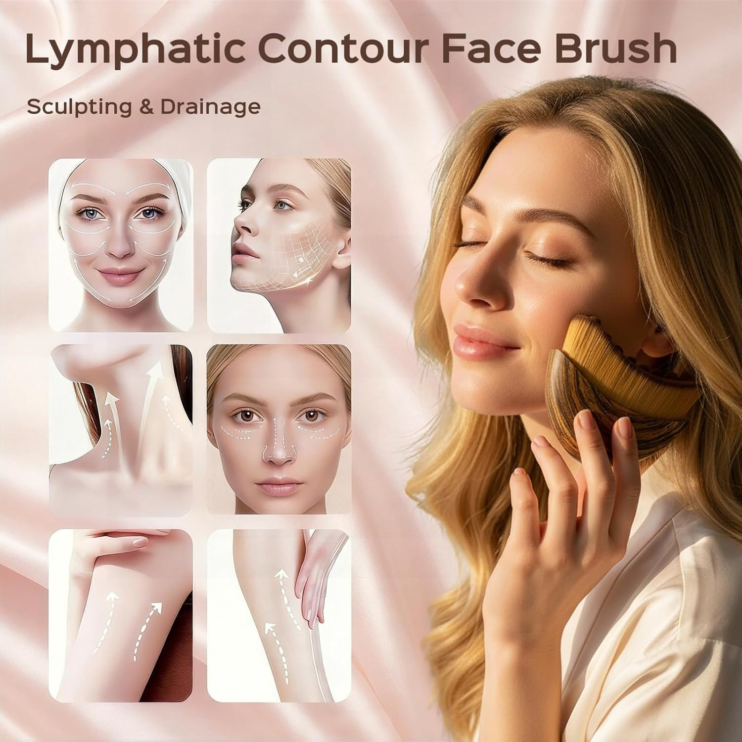 2PCS Lymphatic Contour Face Brush, Soft Facial Drainage Massager Tool for Fac…