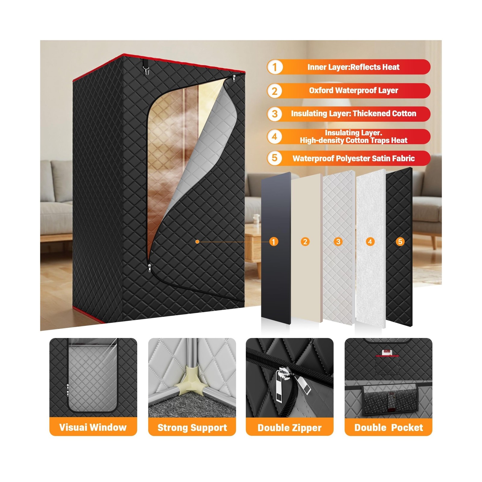 Manastin Upgraded Portable Steam Sauna for Home, Sauna Tent with 3L/1200W Ste…