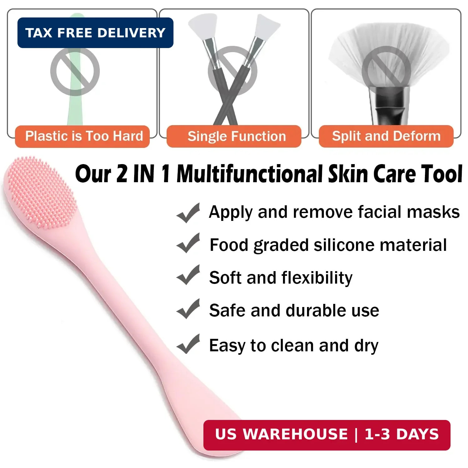 RamPula Facial Cleansing Brush, 2 in 1 Silicone Face Mask Brush & Face Scrubber,