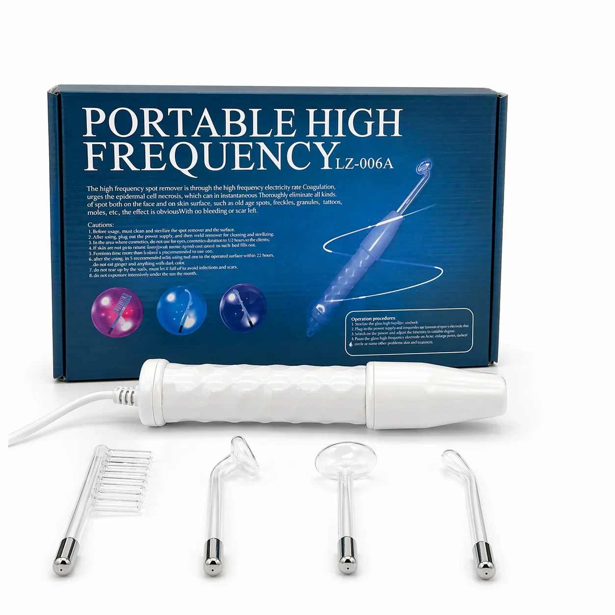 4-IN-1 High Frequency Facial Wand 120KHz Acne Treatment Anti Aging Skin Device