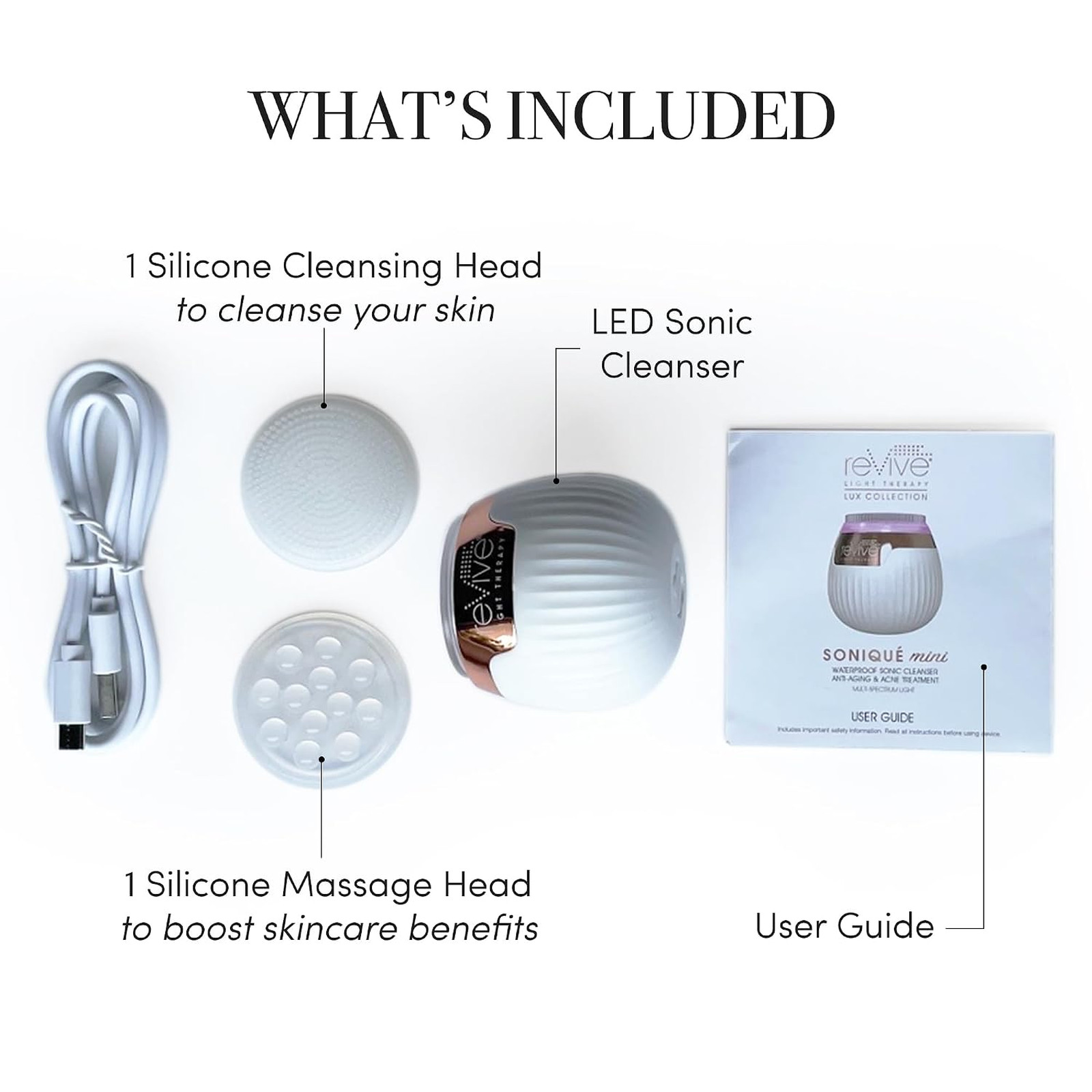 Sonic Face Cleanser Brush Mini Lux Collection Soniqué Rechargeable Blue Red