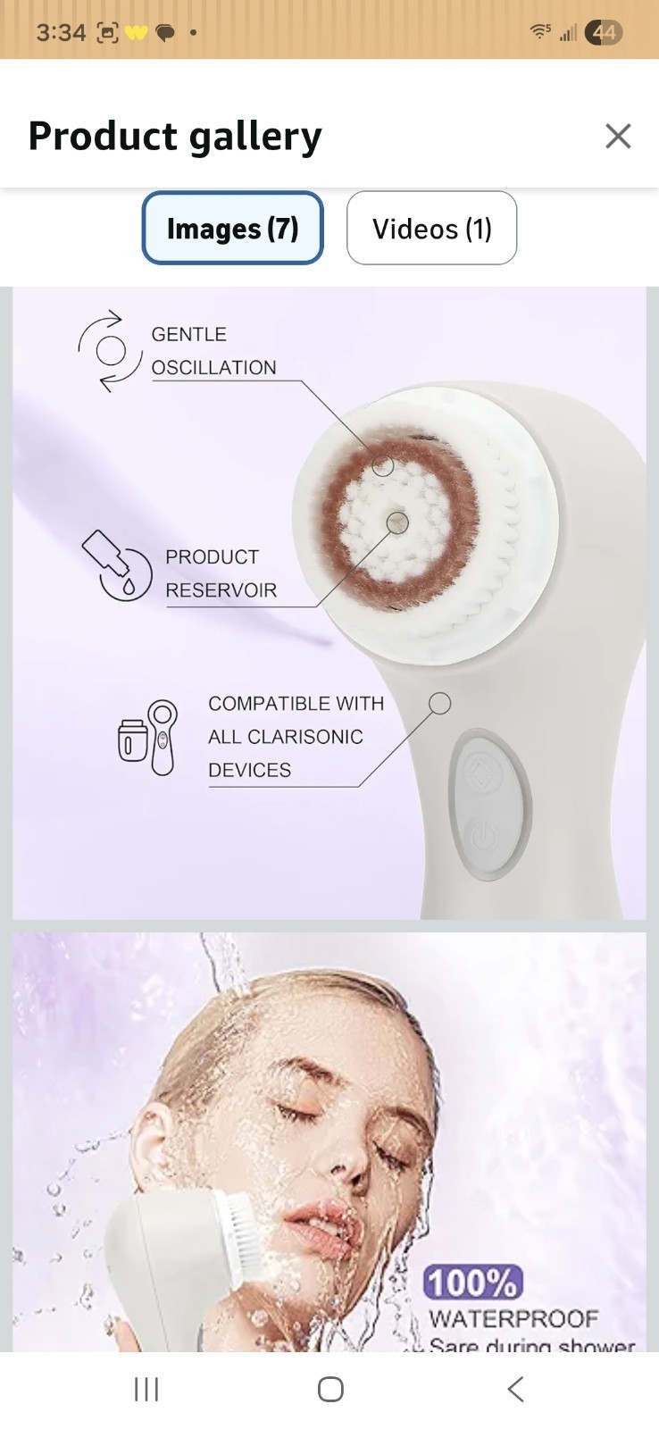 Clarisonic Mia 2 Electric Facial Brush 2-Speed Waterproof Battery White