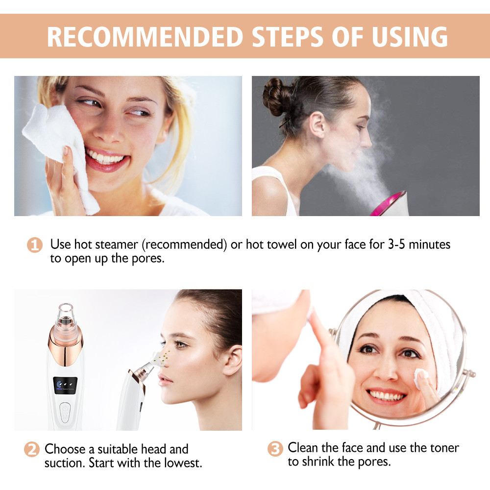 Pore Vacuum Blackhead Remover Facial Suction Blackheads Black Spots Removal Deep