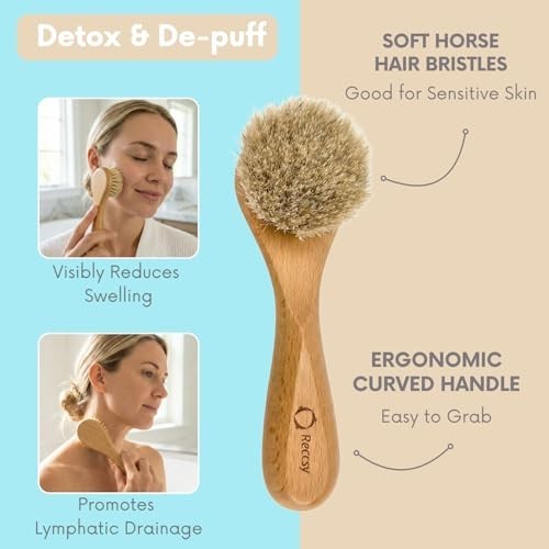 Facial Brush Set 2 Brushes 4 Cleansing Pads Horsehair Boar Bristle Exfoliator