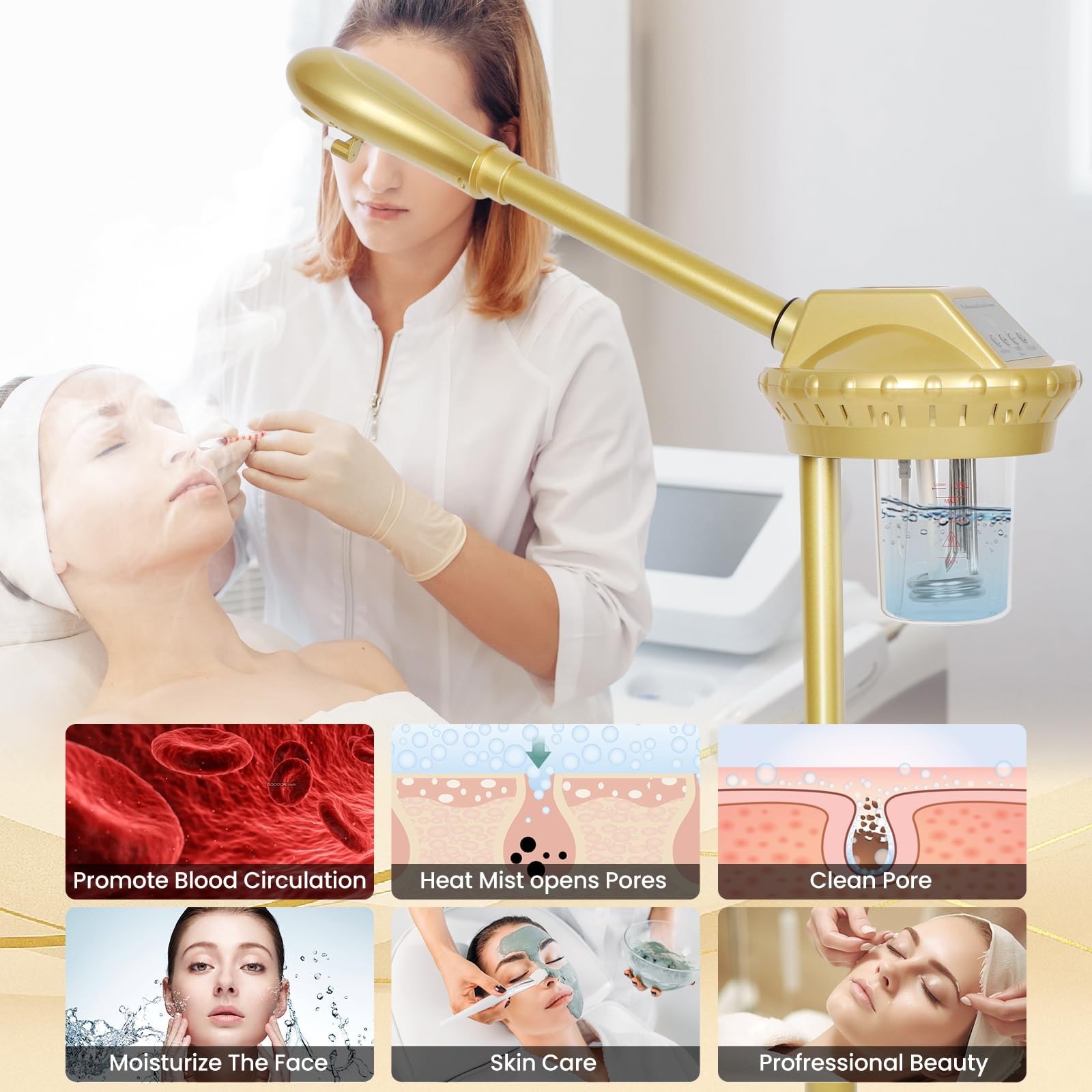 Facial Steamer Professional with More Steam for Deep Cleansing and Hydration,…