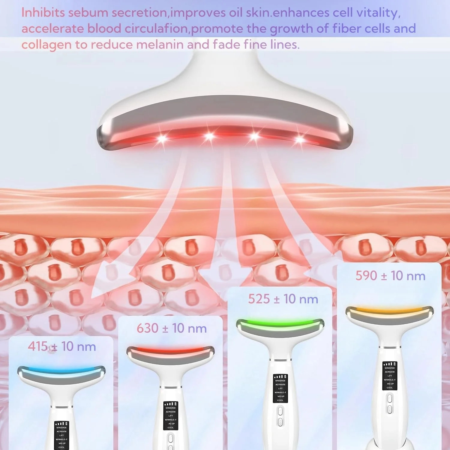 Facial and Neck Beauty Device, Skin Care Face Massager, Multifunctional 6 in 1 L