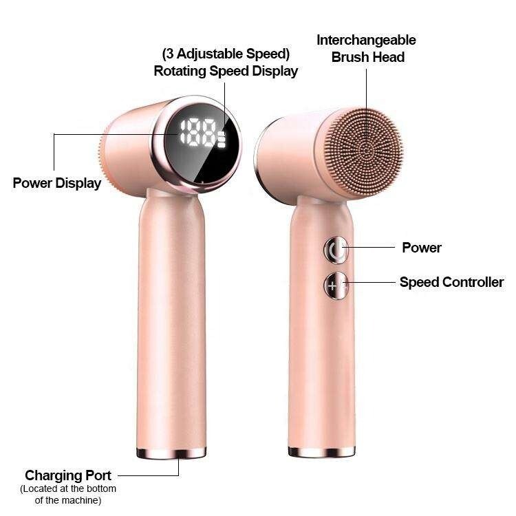 Rotating Waterproof Facial Cleansing Spin Roller Sonic Massager Cleaner Brush Si
