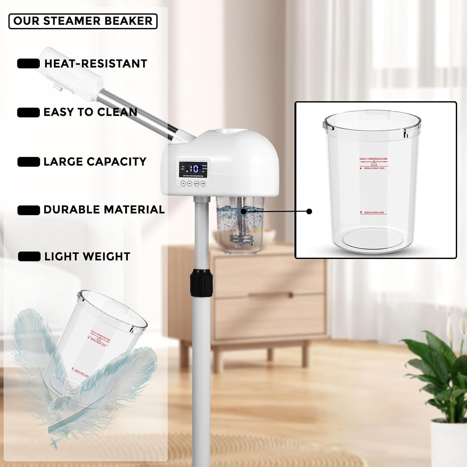 Water Jar for Facial Steamer Professional, Large Capacity Plastic Water Cup for
