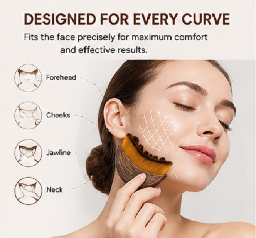 2pcs Ergonomic Facial Dry Brush, Lymphatic Drainage Jawline Contouring Massager