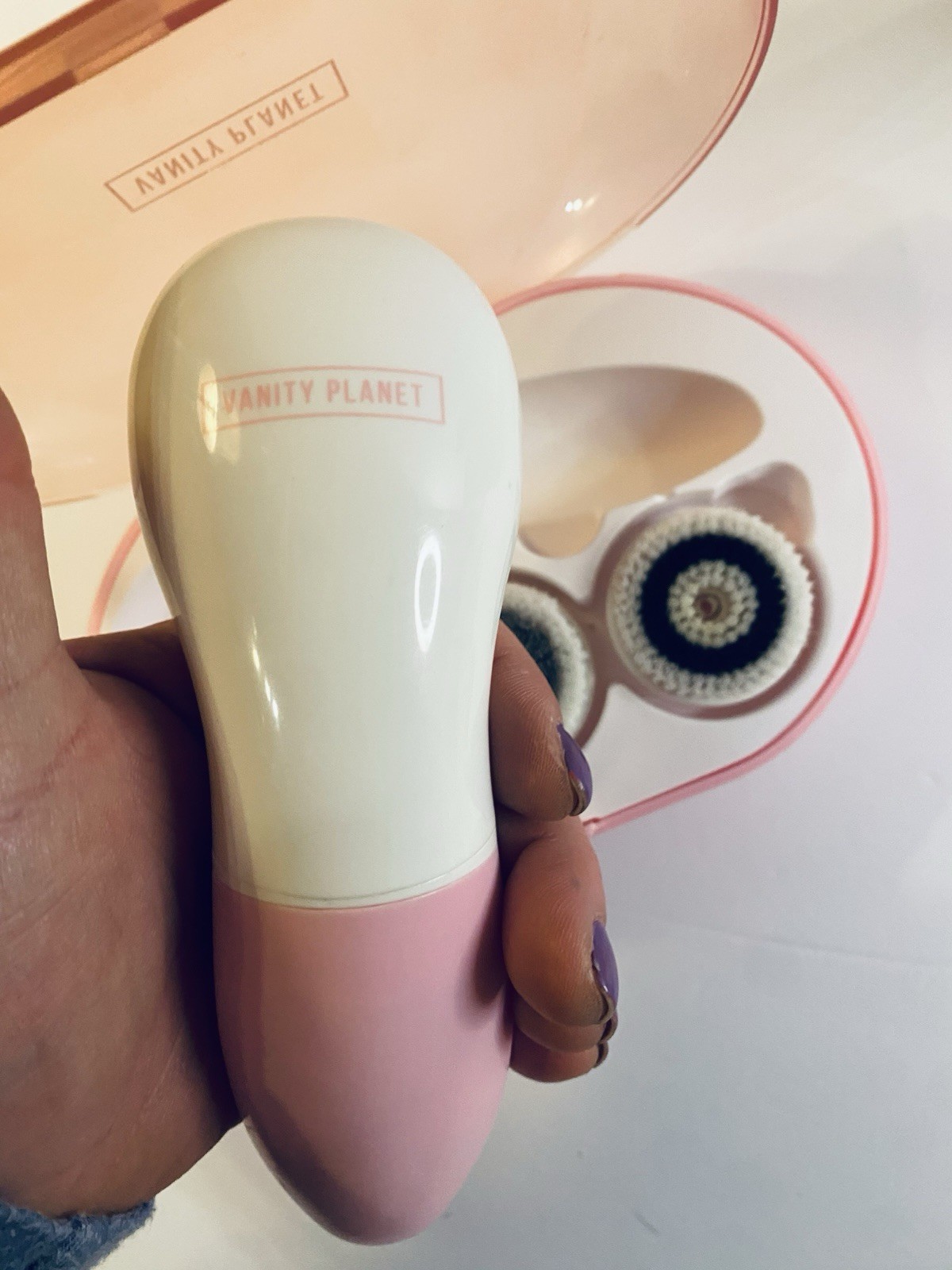 Vanity Planet Electric Facial Brush Removable Head Pink White Plastic (used once