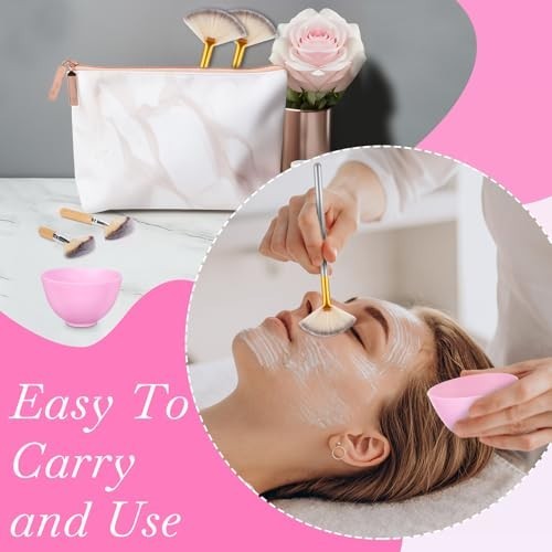 8 Pcs Esthetician Facial Supplies Set – Fan Brushes, Silicone Bowls, Headbands &