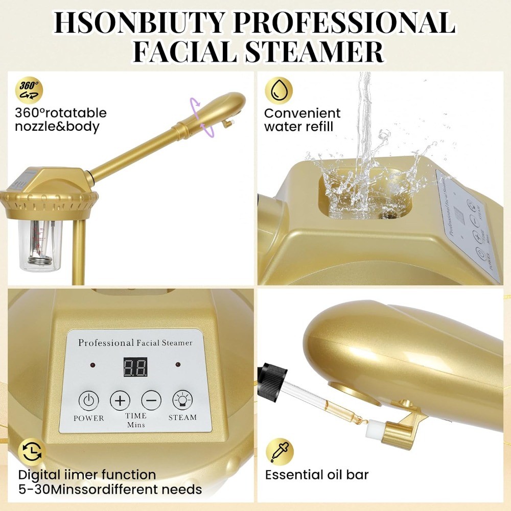 Facial Steamer Professional with More Steam for Deep Cleansing and Hydration