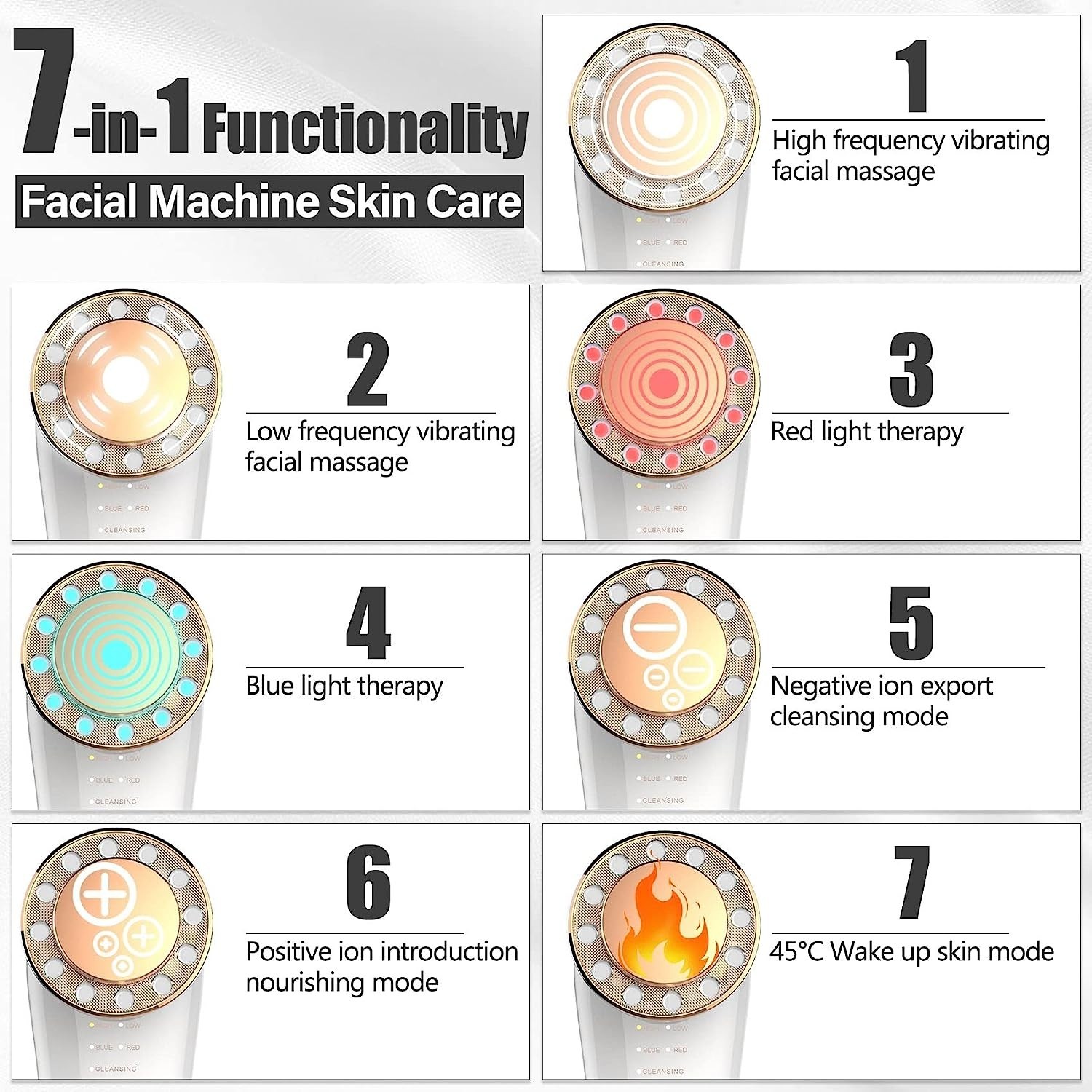 Galvanic Facial Massager ES1022 EMS Microcurrent LED Red Blue Anti-Aging Device