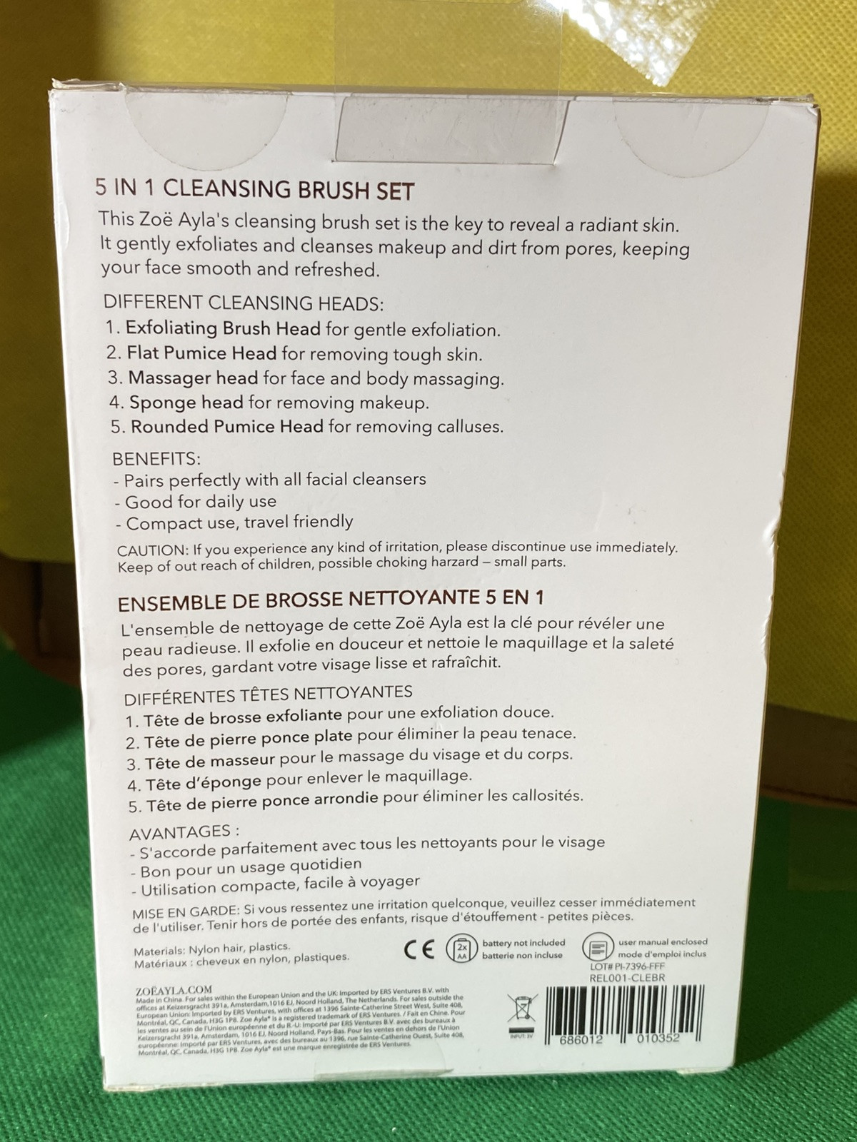 Zoe Ayla 5 in 1 Electric Facial Cleansing Brush Set NewInBox 5 interchanged Head