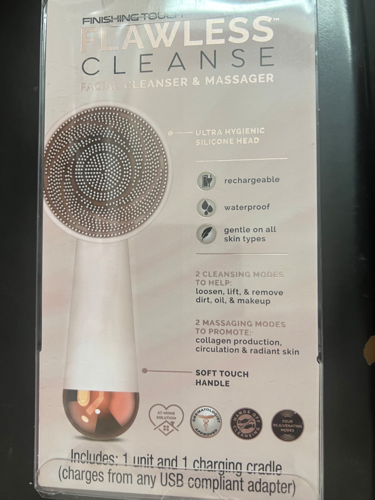 FLAWLESS Cleanser Facial Cleansing Brush – Pink Hand-Held Rechargeable 4672