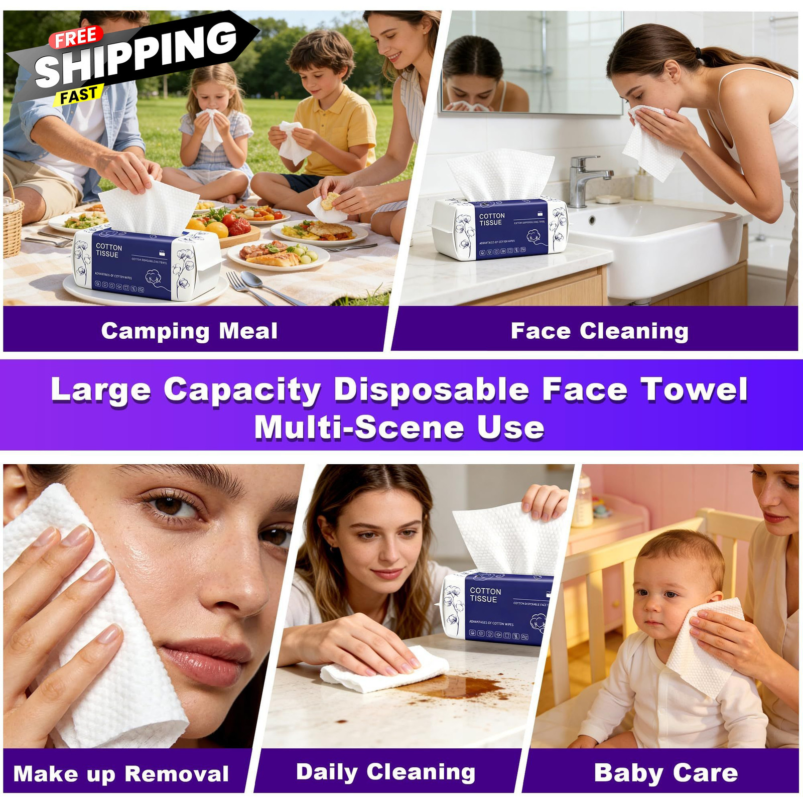Disposable Face Towel 100 Count, Towels, Soft 100 Count (Pack of 1)
