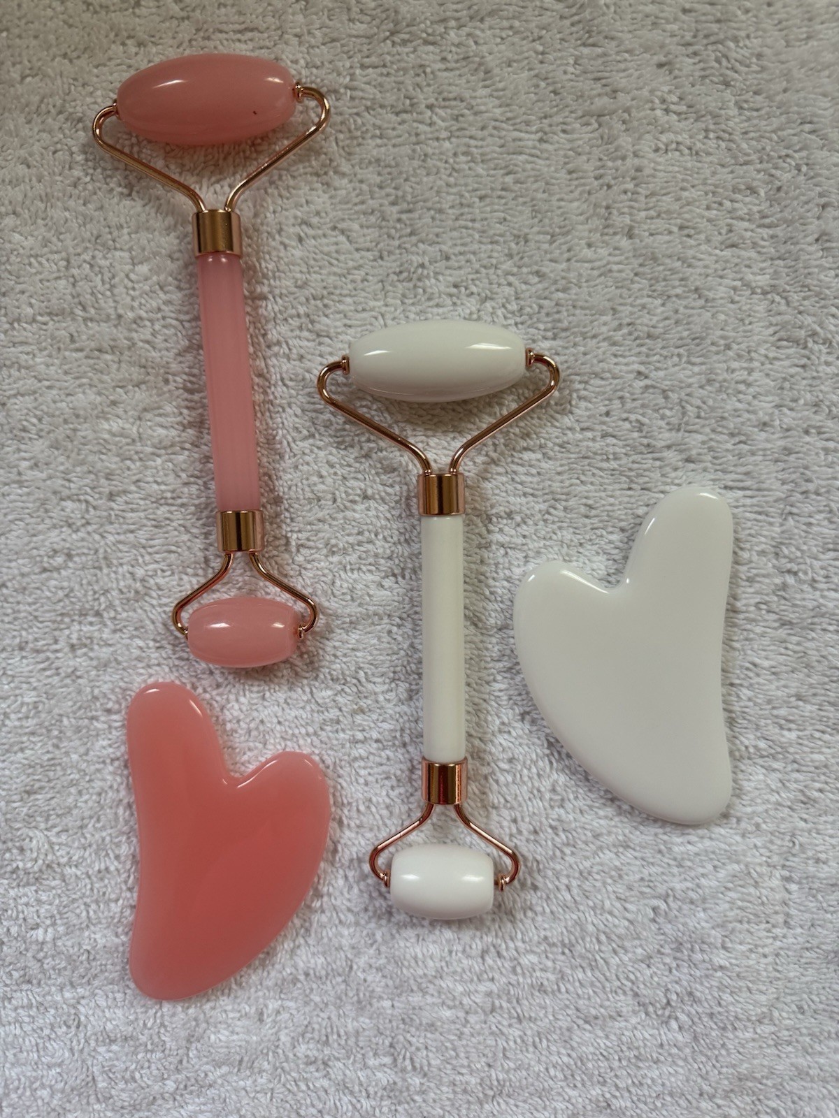 Beauty Face Roller Set Pink & White Heart Facial Massager 2 Pack