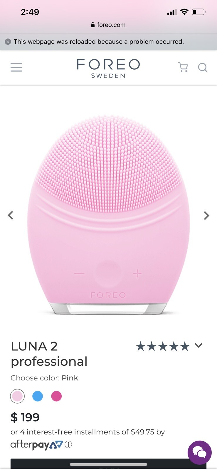 FOREO Luna 2 Professional Facial Cleansing Sonic Brush – Normal Skin New/ No Box