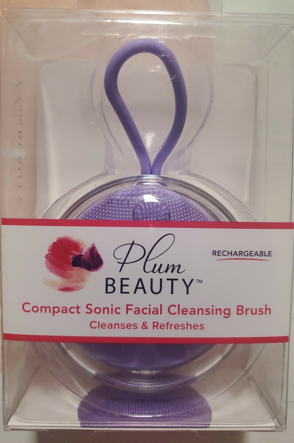 Plum Beauty Compact Sonic Facial Cleansing Brush Silicone Rechargeable w/ USB