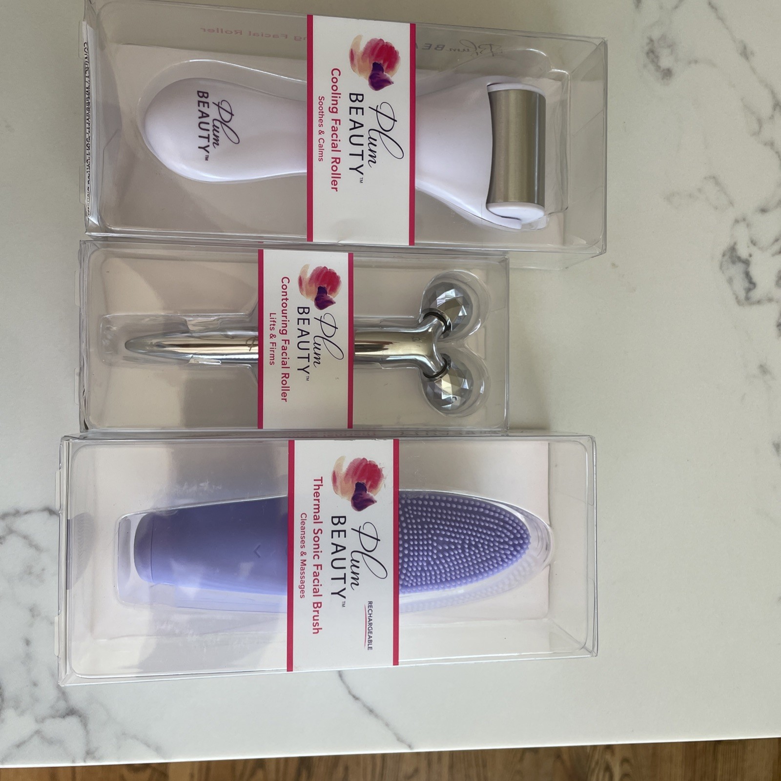 Plum Beauty Thermal Sonic Facial Brush Cleanses & Massages 2 Rollers