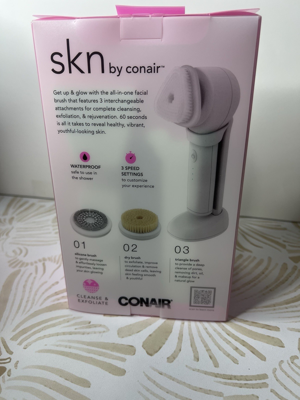 skn by conair Daily Glow Facial Cleansing Brush, All-in-One Facial Brush Include