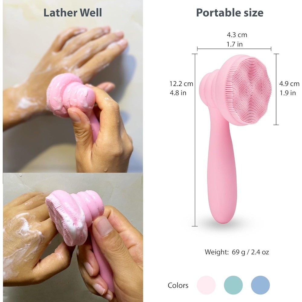 Manual Exfoliating Facial Cleansing Brush with Ultrafine Soft Silicone Bristles